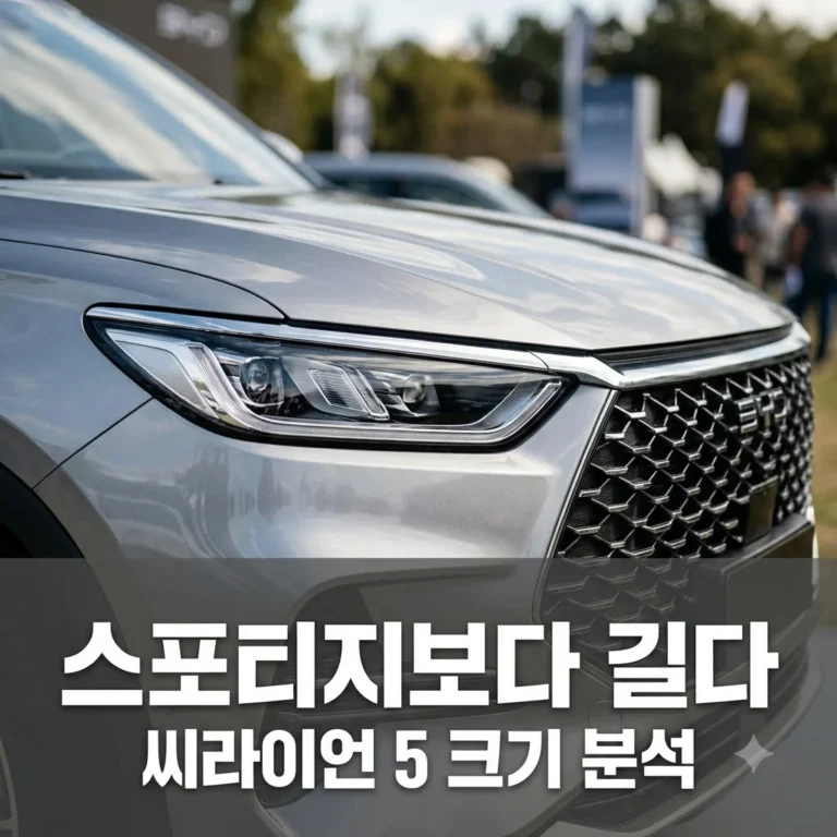 씨라이언 5 DM-i 스포티지 비교, 53mm 더 긴 차체 크기 제원 분석