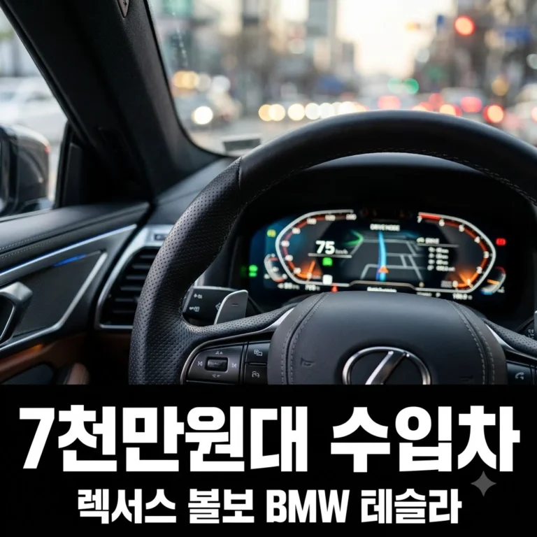 7천만원대 수입차 추천, 렉서스·볼보·BMW·테슬라 완벽 비교 가이드